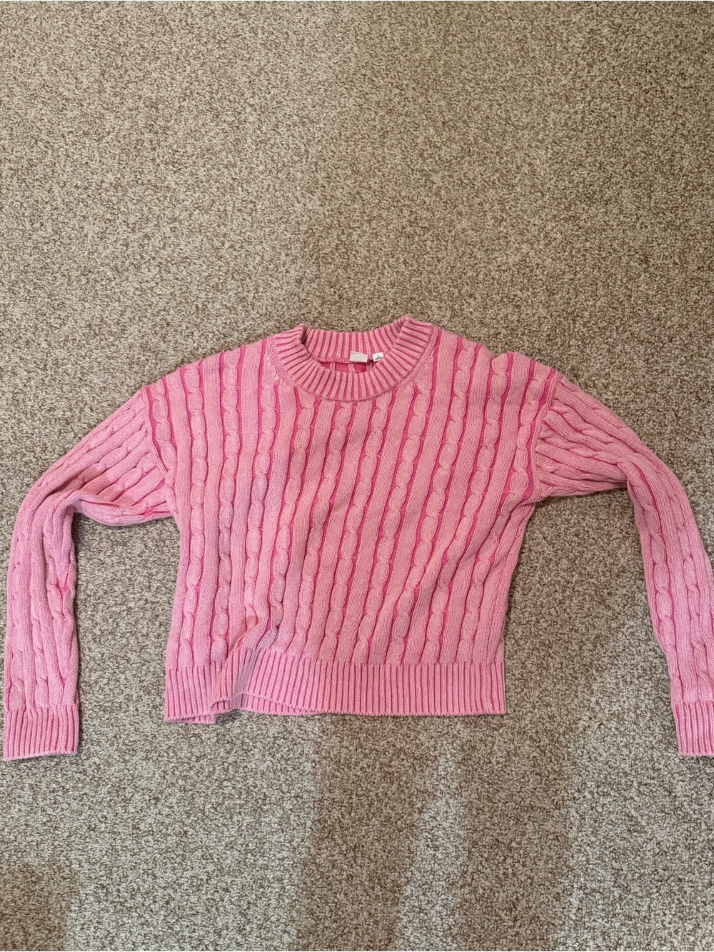 GAP Pink Cable-Knit Crewneck Sweater
